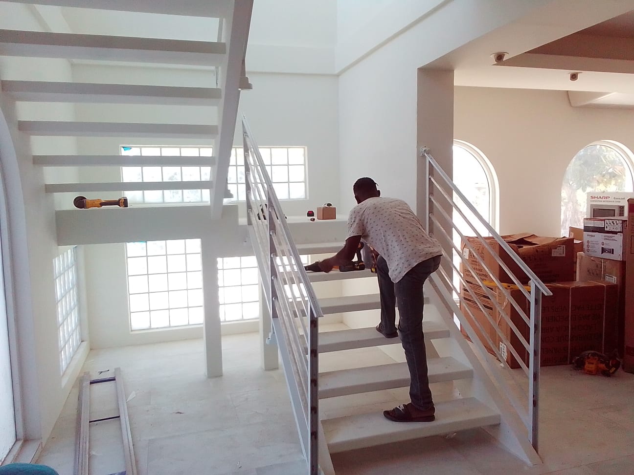 Willy installing a railing