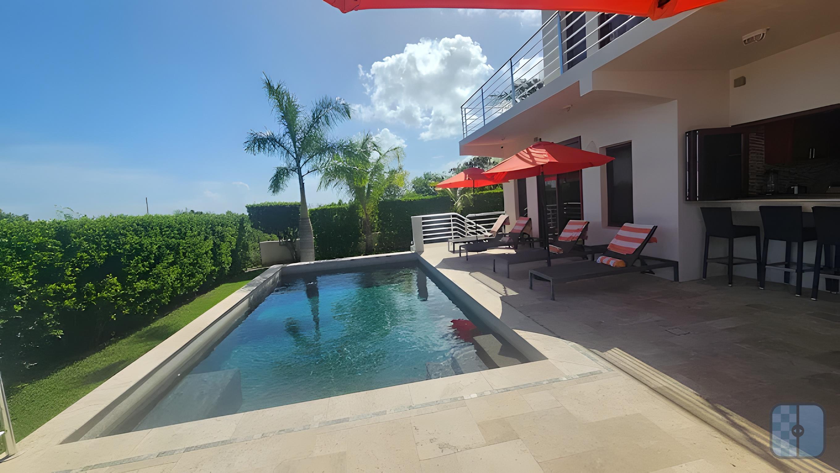 Aluminium balcony railings on a villa with pool in Anguilla